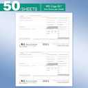 W2 Tax Forms 2025 with Envelopes, 6 Part Tax Forms 2025, 50 Employee Kit of Laser Forms with 3 W3, with 50 Self Seal Envelopes