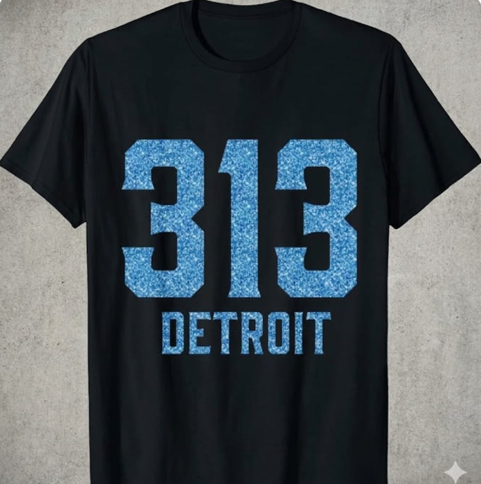 Distressed Vintage 313 Detroit Area Code City TShirt, Size 4X