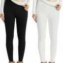 Coume 2 Pcs Fleece Lined Leggings for Women Soft High Waisted Thermal Workout Yoga Pants Women Warm Winter Thick Leggings (Small, Black, White)