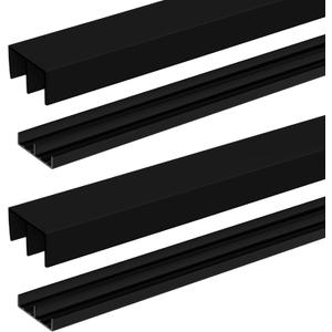 Landical 2 Sets 4 ft Long Plastic Sliding Cabinet Door Track Hardware Set for 1/2" Thick Panels Glass Window Cabinet Door Track for Sliding Closet Doors, Easy Quick Installation (Black)