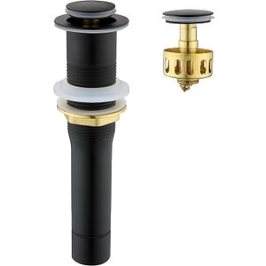 Pop up Sink Drain Stopper for Bathroom Vessel Vanity Sink Art Basin Matte Black, Small Cap Without Overflow, Metal Pop-up Drain Strainer with Detachable Basket Stopper