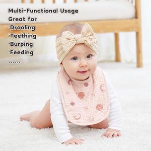 Susurration Muslin Baby Drool Bibs 3 Pack Soft Square Adjustable Baby Bandana Bibs for Unisex Girls & Boys (Basic) Assorted