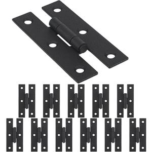 12 Pack 3 Inch Black Powder Coated Wrought Iron H Hinge for Cabinet Doors Kitchen Cabinet Hinge with Hardware