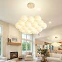 Gold Modern Bubble Chandelier Lighting 19-Light White Glass Globe Chandeliers Glass Globe Pendant Light for Dining Room Foyer Bedroom Entryway