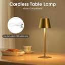 UME 3 Pack Cordless Table Lamp, Battery Operated Lamp - Portable Waterproof Rechargeable Table Lamp w/ 3 Color Temps & Stepless Dimming for Dinner, Desk, Cafe, Outdoor (Brushed Gold)