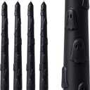 Nuanchu 4 Pcs Halloweens 3D Ghost Pattern Taper Candles 10 Inch Dark Black Long Tapered Candlesticks Candles Unscented, Smokeless, Dripless for Party Home Decor