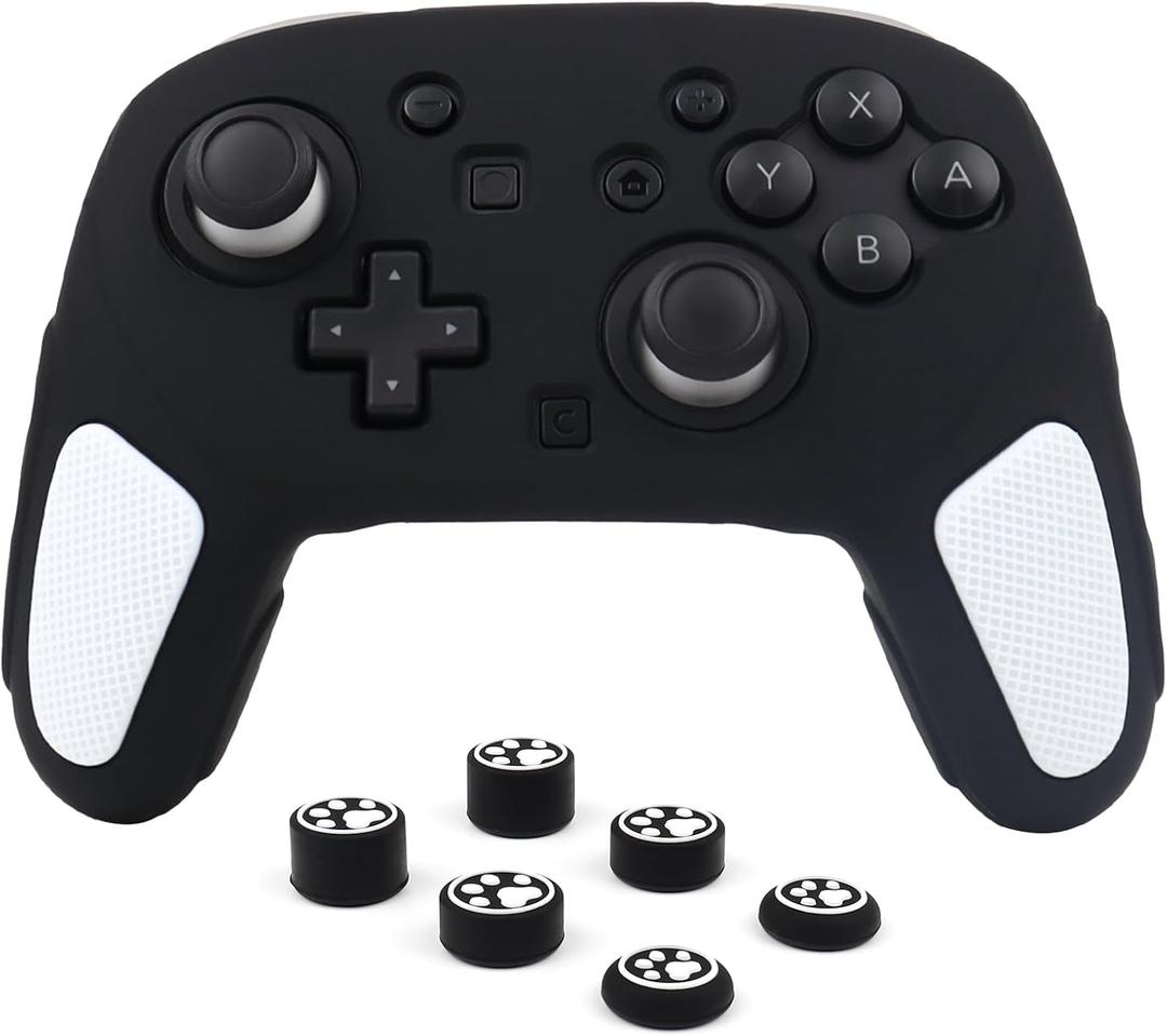 RALAN Controller Skin with 6 Thumb Grips for Switch 2 Pro Controller, Anti-Slip Silicone Controller Cover Protector Case (White)