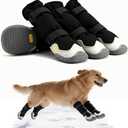 BECEMURU Dog Snow Boots for Winter,Double-Straps Anti-Fall Off Dog Booties Shoes, Non-Slip Paw Protectors for Outdoor Walking Hiking in Snowy or Rainy Day (Black, 2#)