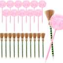 Motthjcw 24 Pack Halloween Witch Pens, Princess and Witch Party Favors, Witch Party Decorations, Fluffy Pink Pom Puff Ballpoints & Striped Witch Broom Ballpoints, Cute Pens Pink Office Supplies