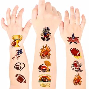 2 x 108 Pcs Football Temporary Tattoos for Kids, 9 Sheets Waterproof Sports Face Stickers, Football Party Favors for Boys Birthday, Tailgate BBQ, Graduation, Memorial Day, Game Day Party Supplies