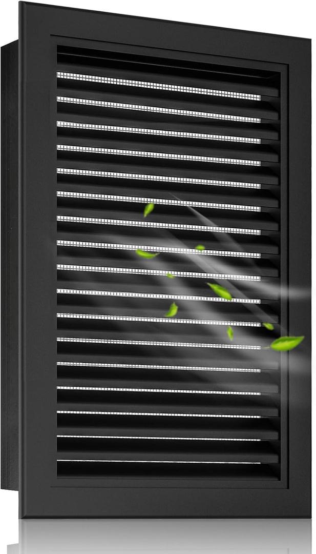 14" x 20" Aluminum Alloy Gable Vent - Never Rust, Heat Dissipation & Condensation Prevention, Ideal for Shed, Attic, Wall, Door & Shipping Container - Vent Opening: 12" x 18" (Black)