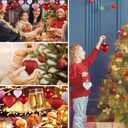 Duufin 45 Pieces Valentine's Day Heart Ornaments Heart Shaped Baubles Decorations Glitter Hanging Ornaments Decorations for Valentine, Christmas Tree (Red, Pink, Silver)