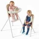 Mallify Foldable High Chair, Space-Saving Portable Baby High Chair with Removable Double Tray, Modern Convertible Baby Feeding Chair, Lightweight, Easy to Clean, Beige (Cream)