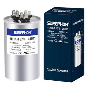 45+10 uF 45/10 MFD 5% 370V/440VAC Dual Run Start Capacitor CBB65B Works for AC Unit Fan Motor Start or Heat Pump or Condenser Straight Cool