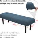 Stretch Bench Cover, Seat Covers, Bench Cushions Cover, Printed Seat Protector, Washable Slipcover, Rectangle for Dining Room, Living Room, Kitchen (Leaf Blue)