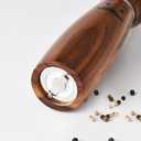 Wooden Salt or Pepper Grinder, 8 Inch Acacia Wood Mill with Adjustable Ceramic Grinder, Stainless Steel Top, Refillable Pepper Mill, Mustache Design