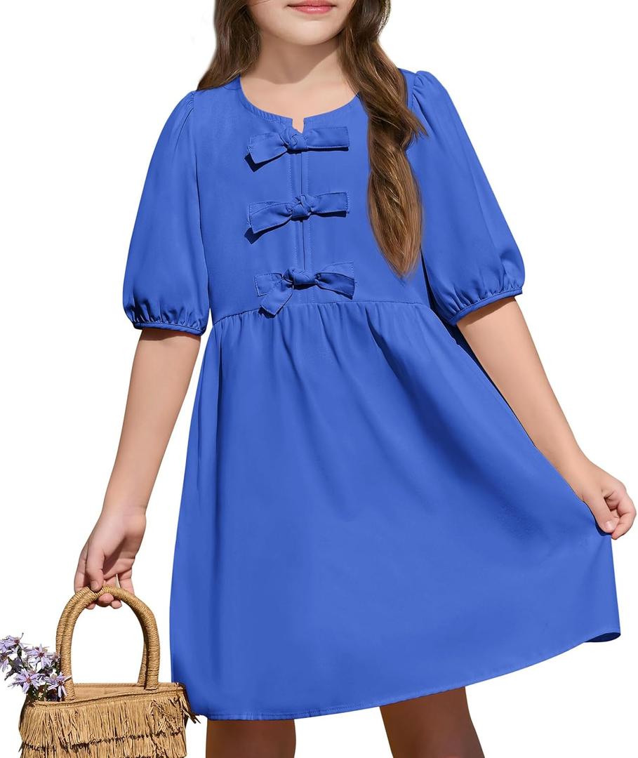 Yousify Girls Summer Dresses Cute Toddler Puff Short Sleeve Dresses A-Lined Flowy Trendy Bow tie Mini Dress Kids Outfits (13-14 Years) Yousify Girls Summer Dresses Cute Toddler Puff Short Sleeve Dresses A-Lined Flowy Trendy Bow tie Mini Dress Kids Outfits (13-14 Years)