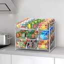 Simple Trending Metal Can Rack Organizer, Stackable Can Storage Dispenser Holds up to 36 Cans for Kitchen Cabinet or Pantry, Silver