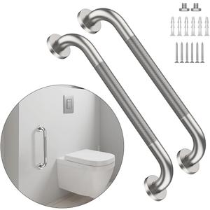 20 Inch Anti Slip Shower Grab Bar, Munzong 2 Pack Stainless Steel Bathroom Grab Bar, Brushed Nickel Knurled Bathroom Balance Bar,Safety Hand Rail Support Handicap Elderly Senior Assist Bath Handle (20 Inch-2 Pack, Satin Brushed Nickel)