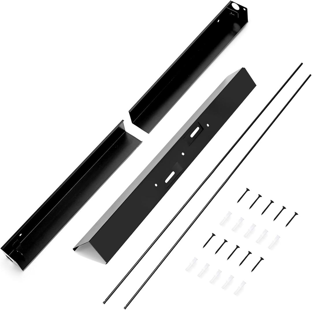 Adjustable Fireplace Curtain Rod Kit- Black Fireplace Rod Kit for Fireplace Screen Mesh Spark Curtain Valance, Adjust from 36 to48 Inch, Screens Not Included (36-48inch)