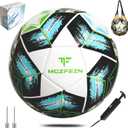 Youth Soccer Ball Size 3/4/5, Kids Outdoor Play Game Training Practice Soccer Ball for Teen Boy Girl Indoor Outdoor with 1 Pump 1 Net Bag and 1 Gift Box (White)
