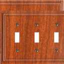 2-Pack Triple Toggle Light Switch Cover Plate, Durable Natural Bamboo Fiber Decorative Switch Plate Covers, Wood Grain 3 Gang Wall Plate, Corrosion Resistant