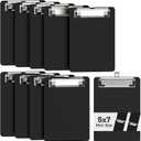 Mini Clipboard 10 Pack, 5 x 7 Plastic Small Black Clip Boards with Low Profile Clip, Memo Size for Classroom, Teacher, Students, School & Office Supplies