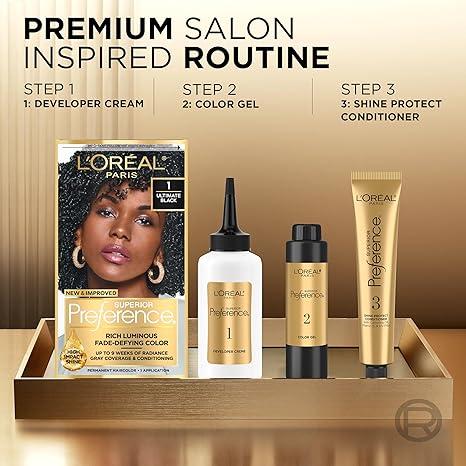 L'Oreal Paris Superior Preference Luminous FadeDefying Permanent Hair Color, Hair Dye For Up to 9 Weeks of Radiance, Dark Ash Blonde 7A, 1 Hair Dye Kit