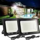 2Pack LED Flood Light Outdoor,250W Flood Light 26500lmwith 6FT US Plug,IP66 Waterproof Exterior Security Lights,6000K Daylight White Outside Floodlights Slim Design for Playground Yard