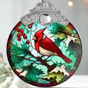 Stained Glass Christmas Ornament, Jocidea Christmas Decorations, Cardinal Christmas Tree Ornament, Holiday Decor and Xmas Gifts Ideas
