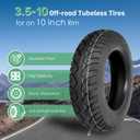 3.50-10 Scooter Tubeless Tire, 10 Inch Electric Bike tire, Tire for Front/Rear Replacement, for Adly Breeze 50 and Sprint 50 and compatible with other 50cc Scooters [Bent Mouth Valve]