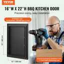 VEVOR Outdoor Kitchen Door - 16W x 22H Inch, Flush Mount, Vertical Wall Door with Handle, for BBQ Island and Grilling Station