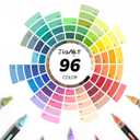 JusArt Acrylic Brush Markers, 96 Colors Brush Tip Acrylic Marker Set, 48 Dual-Tip Water Based No Bleed Markers with Automatic Ink Control for Wood, Rock, Fabric, Canvas, Glass, Eggs & DIY Crafts