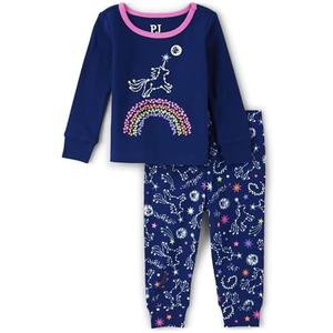 The Children's Place Baby Girls And Toddler Long Sleeve Top and Pants Snug Fit 100% Cotton 2 Piece Pajama Set, 5T