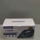 IRONDAY Steam Iron for Clothes Fast Heating, 1700W Iron Precision with Thermostat Dial, Ceramic Soleplate, Auto shutoff, Burst Steam, Self-Cleaning, 15.21oz Water Tank Ironing Clothes for Home, Blue