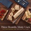 Pre-Oiled, Non Toxic 3-Piece Acacia Cutting Board Set with Stand, FSC Certified Wooden Chopping Boards, Includes 3.4 fl oz Chopping Board Oil, 3 Wood Carving Boards for Home, BBQ Kitchen, Deer & Oak