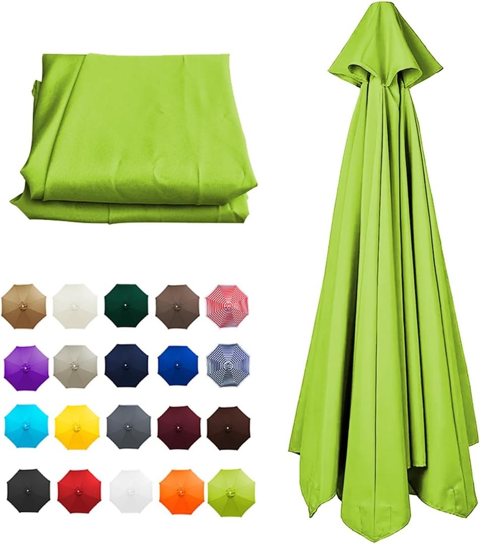 6 Arms/8 Arms Parasol Umbrella Replacement Cover, Outdoor Umbrella Replacement Fabric, Waterproof, Sun Protection, Umbrella Cloth for Garden Patio Market Table, Pool(Grass Green,8ribs:3.5m/11.5ft)