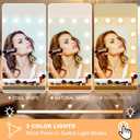 Moonee Vanity Mirror with Lights, Hollywood Lighted Makeup Mirror with 15 Dimmable Bulbs and 10X Magnification, 3 Colors Modes, Aluminum Metal Frame, Light Up Mirror for Tabletop or Wall23" x 18" (White)