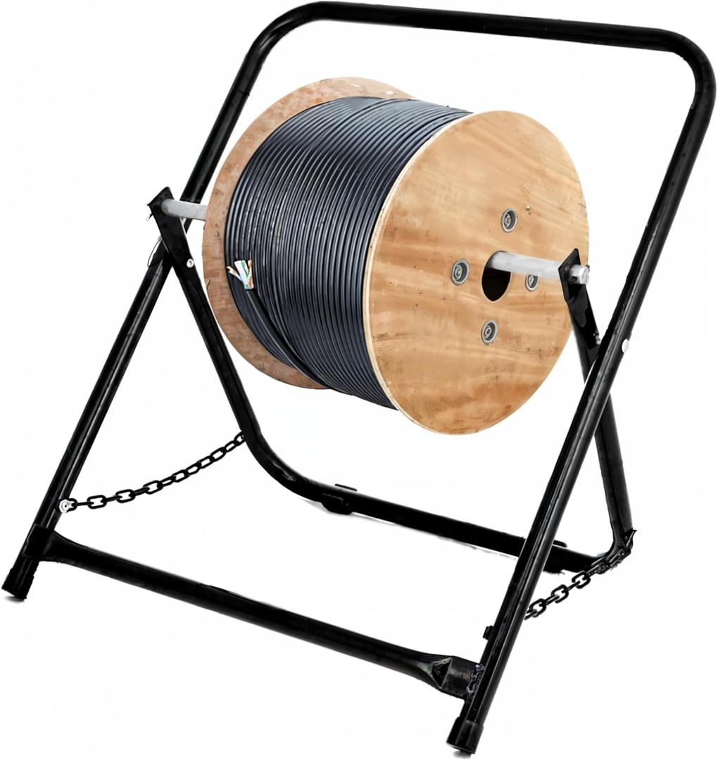 AdirPro Single Axle Cable Reel Caddy | Industrial Steel Wire Dispenser | Holds Reels Up to 20" Diameter & 100 lb Capacity | Black