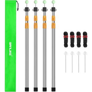 SANLIKE Telescoping Tarp Pole Heavy Duty Tent Poles, 33"-86.6"/94" Thickened Tube Collapsible Stainless Steel Canopy Poles for Camping Backpacking Hiking Awning Sun Sails Outdoor Sports, Set of 2