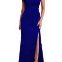 WOOSEA Women's One Shoulder Sleeveless Split Bodycon Mermaid Evening Cocktail Long Dress Royal Blue, XL