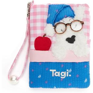 Tagi. Haha Passport Holder for Travel, Cotton & Polyester Passport Cover with Playful Puppy Design, Card Slots, Cash Pocket & Ticket Compartment, Airplane Essentials for Men Women, Nautical Berry