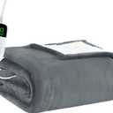 BOMOVA Heated Electric Blanket Twin - 62" x 84" Heating Blanket with 10 Heating Levels & 8 Hours Auto Off, Warm Flannel Blanket, Christmas Birthday Gifts for Women (Ash Gray)