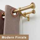 Modern Double Curtain Rods, Warm Gold Curtain Rod 36-72 Inch Length Drapery Rods with Simple Decorative End Caps 1 Inch Front and 5/8 Inch Diameter Back Dual Curtain Rod Telescoping Window Rods