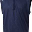 Rouen Men's Vests Outerwear Lightweight Moisture Wicking Midlayer Sleeveless Sports Golf Quarter Zip Pullover Men's Vest, Navy Geo, M