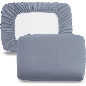 Horbaunal 2 Pack Microfiber Pillow Cases, Silver Grey Travel Elastic Band Bed Pillowcases, 1800 Thread Count Soft Pillow Covers for Standard & Queen Size, 20 x 26 Inches