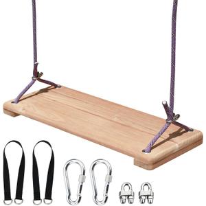 Teak Wood Swing 20.5"x7.8" - Outdoor Wooden Tree Swing Seat for Adults & Kids, Backyard Wood Swings with Height Adjustable Design (Teak Wood 2)