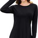 YUCOLEN Womens Long Sleeve Shirts with Thumb Hole Tunic Tops to Wear with Leggings Loose Fit with Crew Neck Curved Hem (Black, XXL)