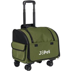 Pet Bag Carrier with Wheels, Pet Backpack with Wheels, Small Dog Carrier, cat Carrier, Detachable Wheels, Travel Bag, Pet Trolley, Soft Sided Carrier with Wheels, Foldable Carrier (Olive Green)
