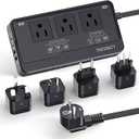 2000W Voltage Converter US to Europe for Hair Dryers, 7-in-1 220V to 110V Converter for European Travel with 3 AC/2 USBA/2 USBC Ports, Universal Power Converter Adapter Combo with EU/UK/IT/AU (Black)